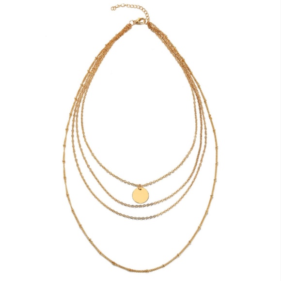 Boho Long Layered Round Circle Pendant Necklace - Picture 2 of 4